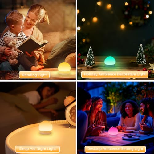 Alaoo LED Nachtlicht mit Fernbedienung, 12 Farben Dimmbar Aufladbar Magnetische Nachtlampe und Timing Funktion, Wandleuchten Helligkeit Dimmbare für Schlafzimmer, Küchen, Badezimmer, Kinderzimmer