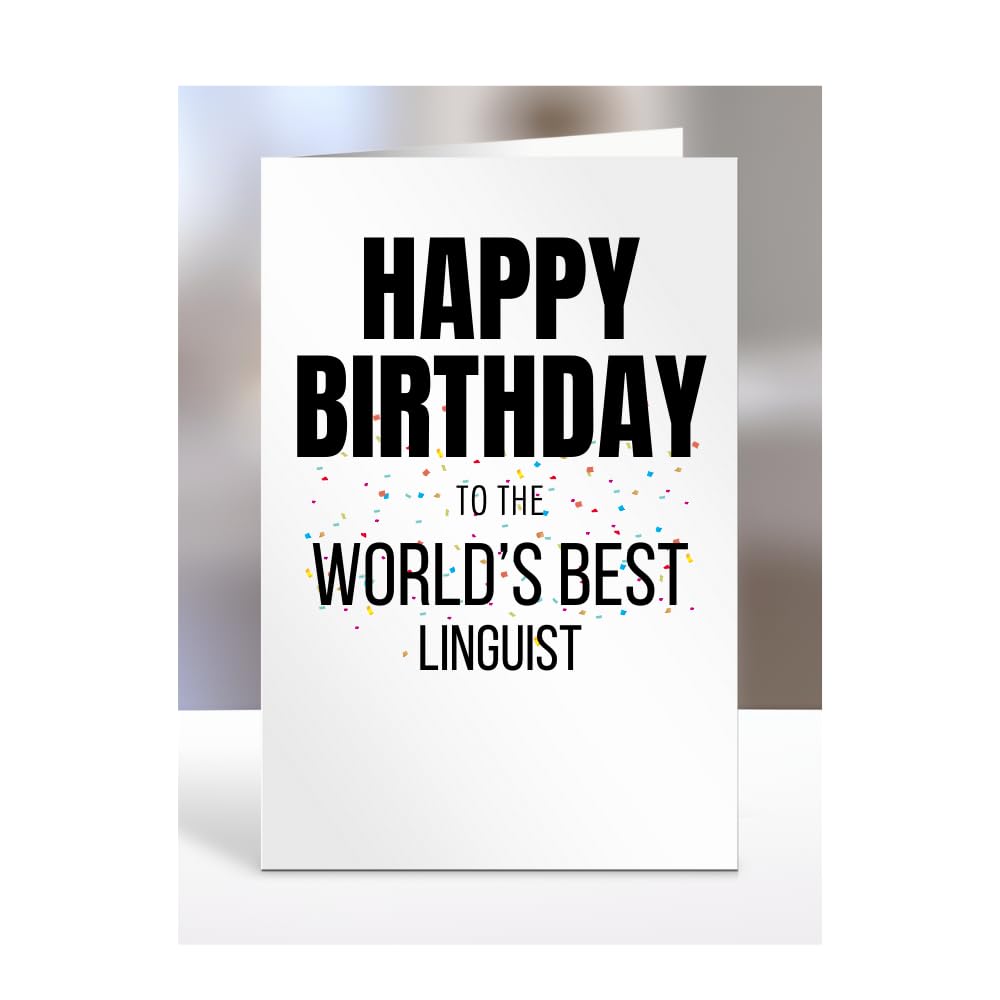 Happy Birthday to the World's Best Linguist Card, Great Gift for Work Colleagues, Boss, Manager, Funny Presents, Joke, Silly, A5-224b_178 — image 1