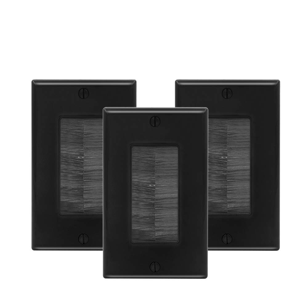 VCE VCE (3-Pack) Single Brush Wall Plate - Black