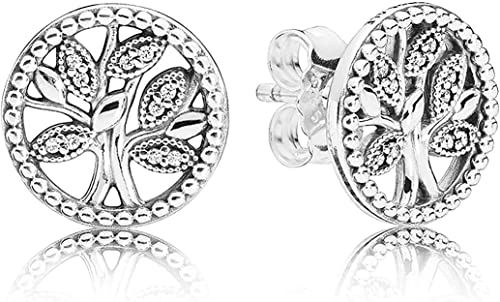 Boucle Oreille Argent 925 pour Femmes Filles Boucles d'Oreilles Arbre de Vie Pendantes Anneau Boucles d'oreilles Zircone Cubique Bijoux,Bijoux Cadeaux pour Maman Sœurs Amie
