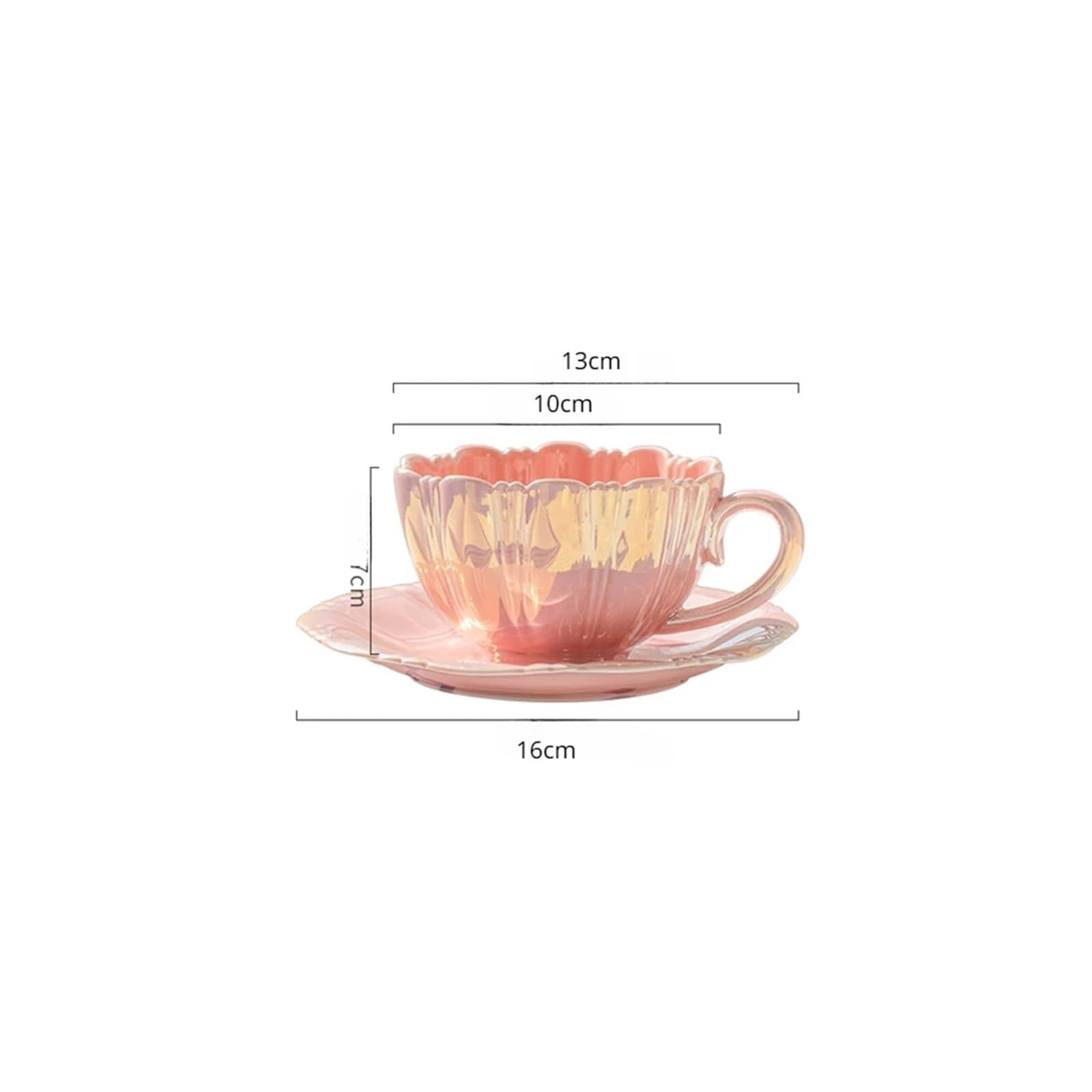 Duże ceramiczne kubki do kawy, Kubek do kawy i spodek wielokolorowy 240 ml(Roze)