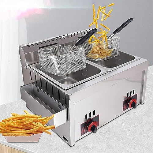Friteuse à gaz professionnelle en acier inoxydable double panier 10L