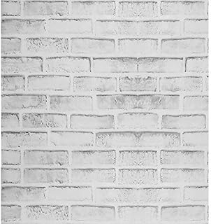 FENTIS Rustic Grey and White Brick Effect Wallpaper Self Adhesive Contact Paper Roll Peel and Stick Back Splash for Decorate Kitchen 44x1000 cm