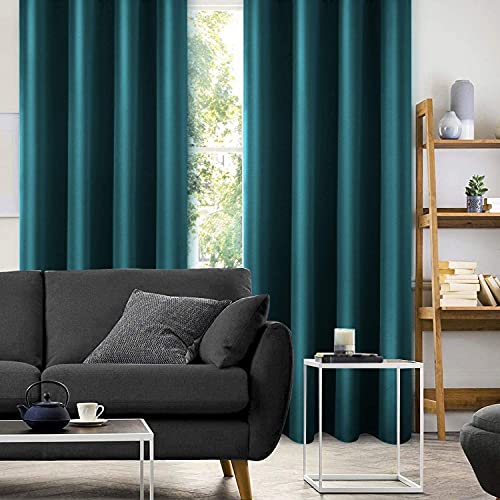 HOMEIDEAS 2 Panels Teal Faux Silk Blackout Luxury Curtains, 52 X 96 Inch Room Darkening Satin Thermal Insulated Window Drapes for Bedroom Decor, Indoor by HOMEIDEAS - Image 7