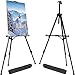 T-SIGN 66 Inches Reinforced Artist Easel Stand, Extra Thick Aluminum Metal Tripod Display Easel 21 to 66 Inches Adjustable Height with Portable Bag for Floor/Table-Top Drawing and Displaying, 2 Pack