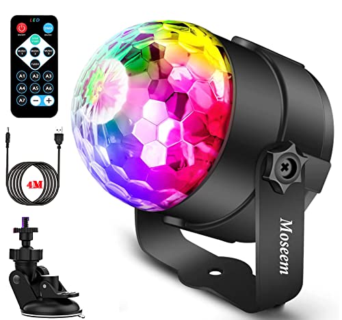Luz de discoteca, luz LED de DJ cargada por USB para fiestas, luz de fiesta activada por sonido Moseem con control remoto, luces de bola de discoteca para niños, cumpleaños, fiestas de discoteca Cover