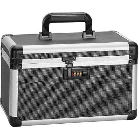 Vilcjson Lock Box for Medication - 10 x 6 x 6.7 Inch Medicine Organizer Case with Combination Lock, First Aid Kit Empty, Lockbox with Code, Portable Storage Box for Home School, Tactical Black Cover