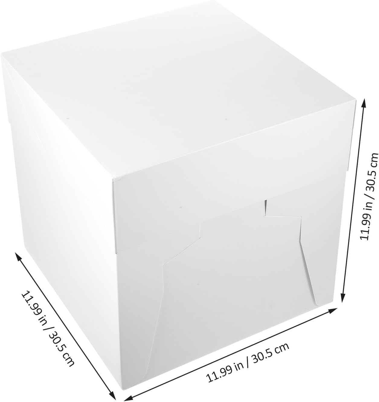 White Large Foldable Birthday Cake Box 30.5x30.5x30.5cm with Tray Paper Cake Packaging Box Portable Baking Carrier for Party and Dessert Storage