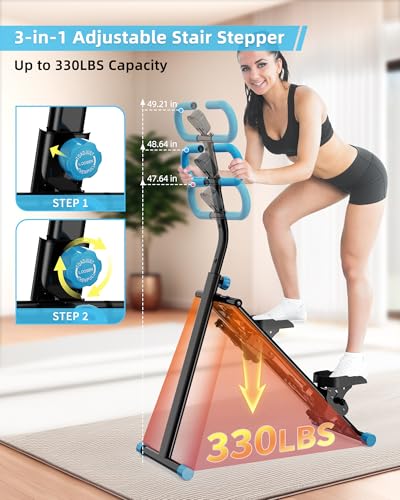 Image of Stair Stepper for Home, Vertical Climber Workout Machine with Handlebar for Full Body Exercise Stair Climber Machine with Stable Frame & 3 Adjustable Height