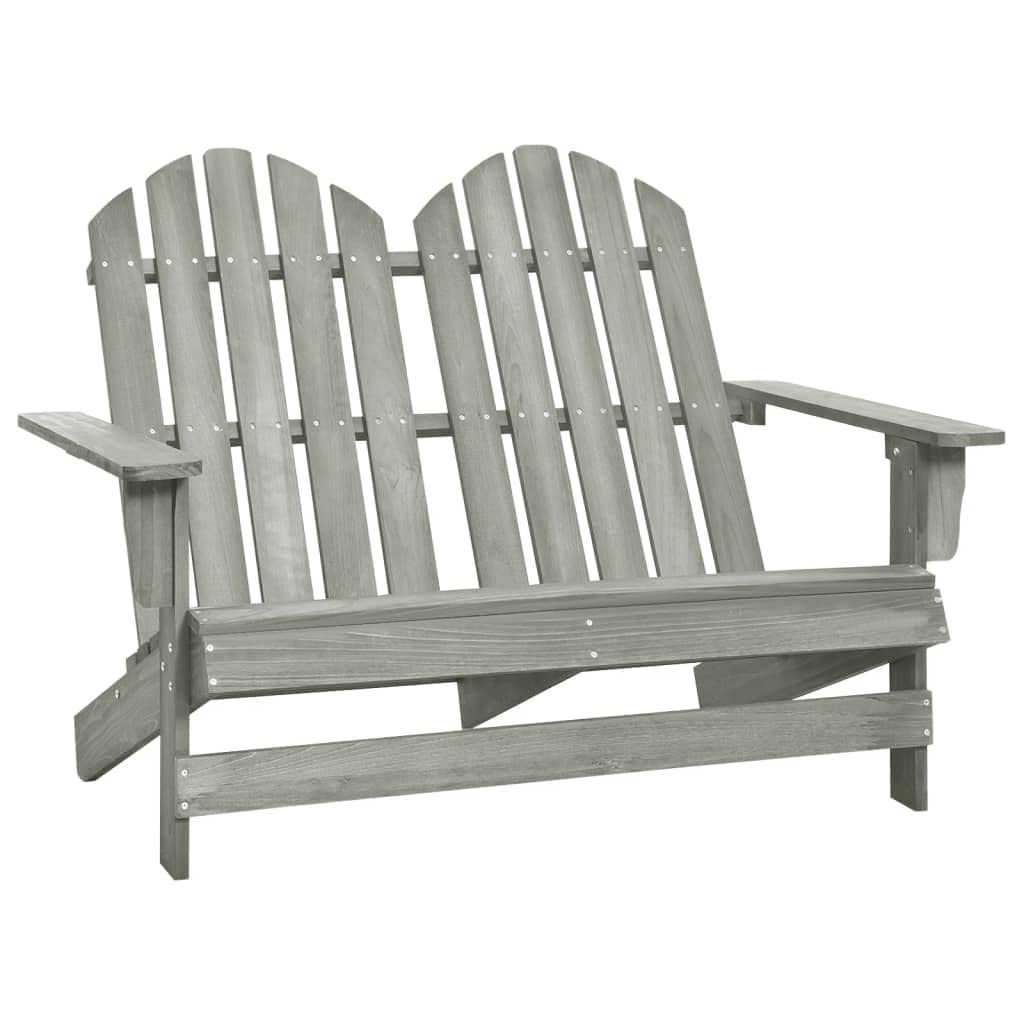 vidaXL Otomana Adirondack de Jardín 2 Plazas Asiento Sillón Oscilante Columpio Patio Terraza Balcón Exterior Tumbona Muebles Gris Madera de Abeto