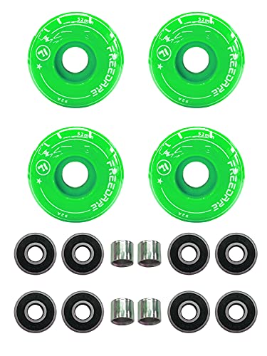 Image of FREEDARE Skateboard Wheels 52mm and Bearings, Spacers Installed 92A Street Wheels Skateboards Tricks(Pack of 4)