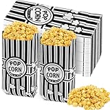 CoKeeSun Popcorn Bags for Party, Popcorn Boxes 300pcs, Popcorn Bags Individual Servings, Popcorn Cups, Bulk Carnival Halloween Christmas Snack Candy Packs for Cinema Theatre Birthday, 21*9*6cm (Black)