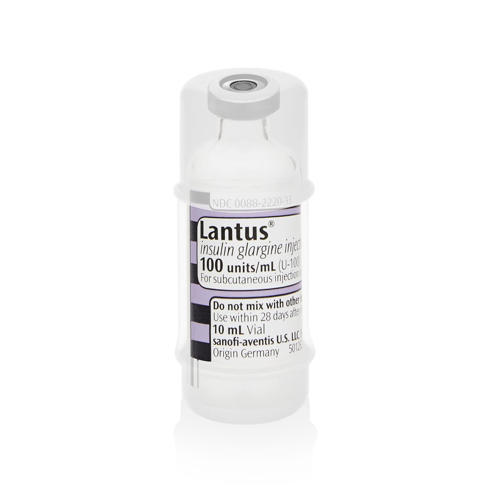 Protector de vial de insulina alto iGuerburn para Lantus, Apidra y Admelog. Funda de silicona para viales de insulina de 10 ml.