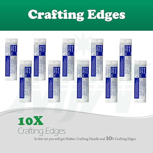 MJW Scalpel Handle no 3 with Holder & 10 Pcs Crafting Edges – Stainless steel Crafting Handle No.3 Ideal for Wood Art, Card Making, Grafting, Sculpting and Dermaplaning
