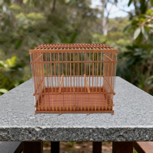 Jaula de bambú para pájaros pequeños Lurrose rectangular ligera para canarios domésticos 6
