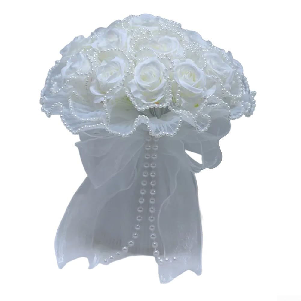 Fleurs de mariée élégantes à la main en maille perlée de qualité