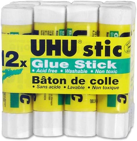 UHU Stic Permanent Clear Application Glue Stick, 0.29 oz, 12 Sticks per Pack (99450)
