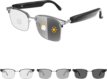Bluetooth Audio Smart Glasses,Photochromic Sunglasses for Men and Women,Open Ear Sound Mic & Speakers