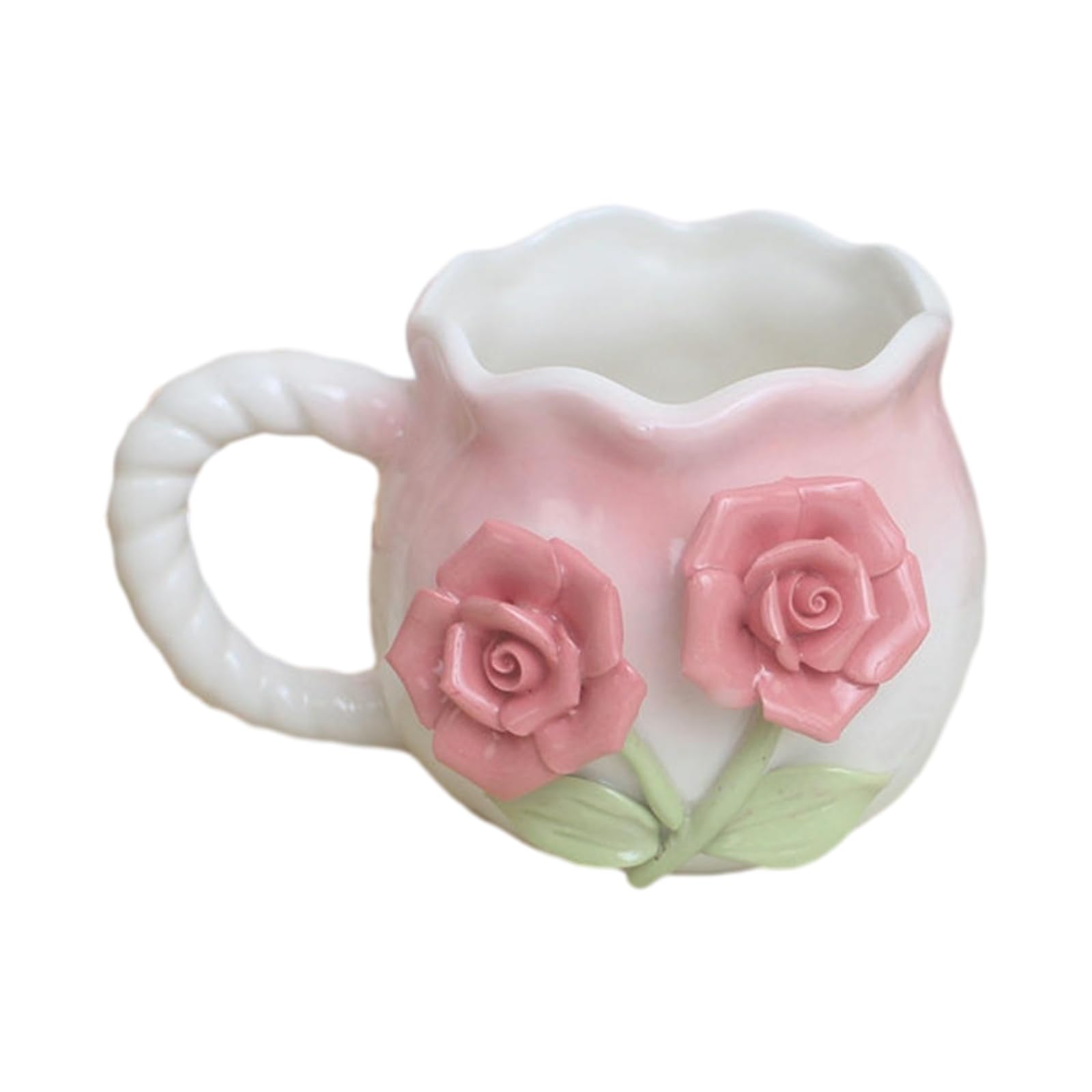 Amazon.com | 340ml/11.5oz 3D Handheld Flower Ceramic Mug Rose Embossed  Water Cup-Double Rose: Coffee Cups & Mugs