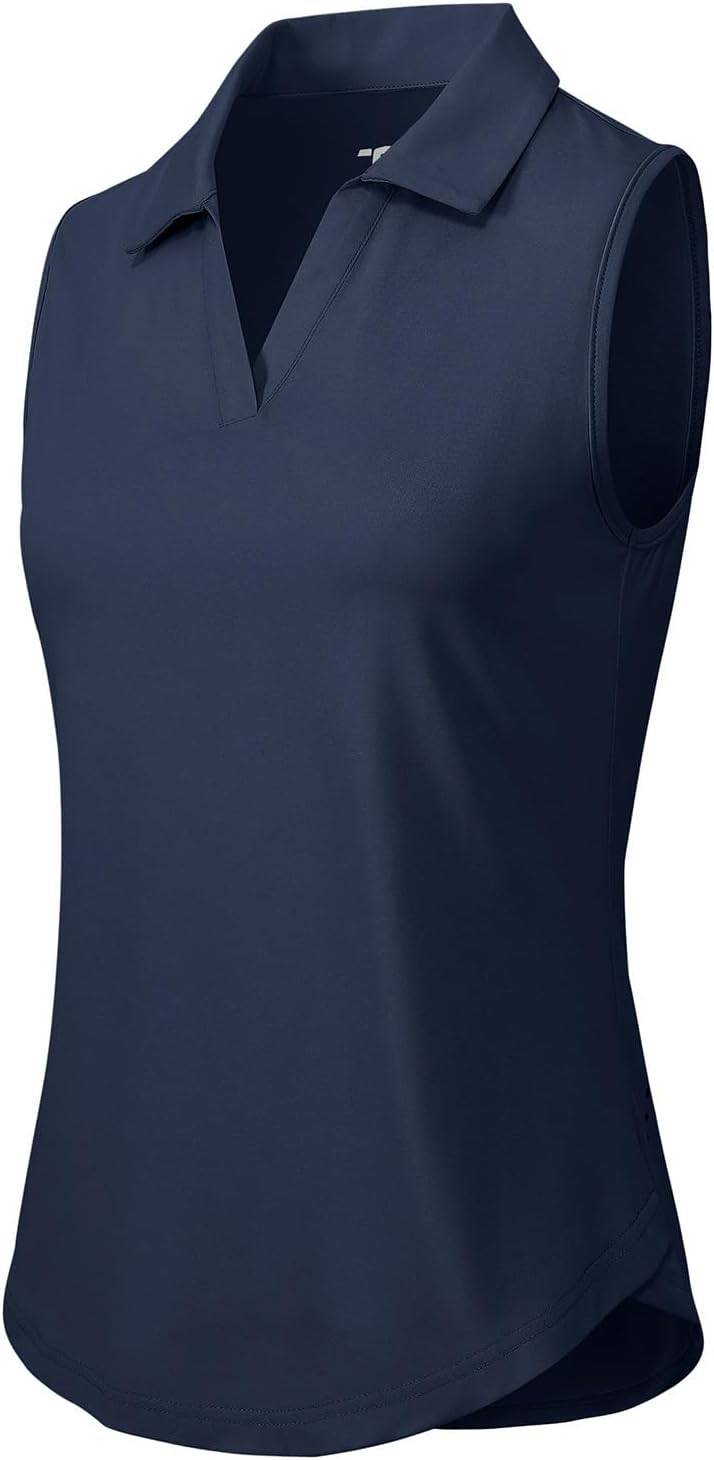 Gopune Women's Sleeveless Golf Polo Shirts Quick Dry Tennis Shirts Lightweight UPF 50+ Collared V-Neck Tank Tops