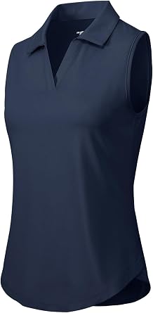 Gopune Womens Sleeveless Golf Polo Shirts Quick Dry Tennis Shirts Lightweight UPF 50+ Collared V-Neck Tank Tops