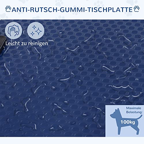 PawHut Hundepflegetisch Höhenverstellbar Tierpflegetisch Klappbar Hunde Pflegetisch Hundefriseur Tisch Schertisch Trimmtisch mit Unterkorb für Hunde Katzen bis zu 100 kg Blau