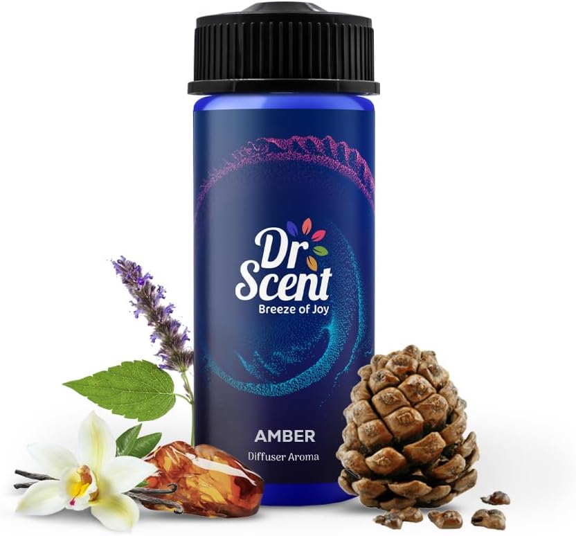 Amber Diffuser Aroma Oil – Patchouli, Amber & Vanilla with Cedar Wood Notes – Perfect for Home, Office, Gym & School – Made in the UK (170ml)