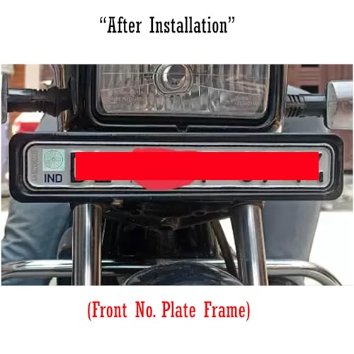 Image of Ramanta Heavy Metal Number Plate Frame for Bikes HSRP | IND Licence Number Plate Frame Cover Front & Rear Universal Standard Size for All Motorcycles & Scooter (Size 30 cm x 12 cm, Black) Set of 2