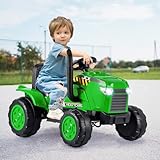GYMAX Kids Ride On Tractor and Trailer, 12V Battery Powered Toy Car with Remote Control, Wireless Connection, MP3, USB, Music&Spring Suspensions, 2-in-1 Children Electric Car for 3-8 Years Old (Green) - Image 9