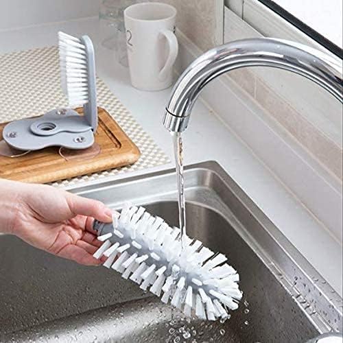 Vroxy Glass Cup Washer with Double Sided Brush Cleaner with Suction Cups, Standing Glass Bottle Cup Cleaner for Kitchen Sink Washing Cleaning Tools (1Pcs) 4