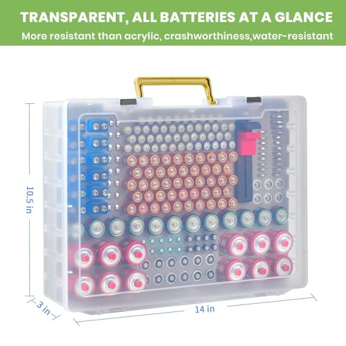 Battery Organizer Storage Holder- Batteries Case Containers Box with Tester Checker BT-168. Garage Organization Holds 225 Batteries AA AAA C D Cell 9V 3V Lithium LR44 CR2 CR1632 CR2032 (Blue) - Image 5