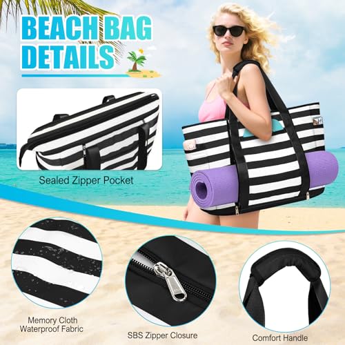 Image of Extra Large Beach Bags for Women Waterproof Sandproof Beach Tote Bag