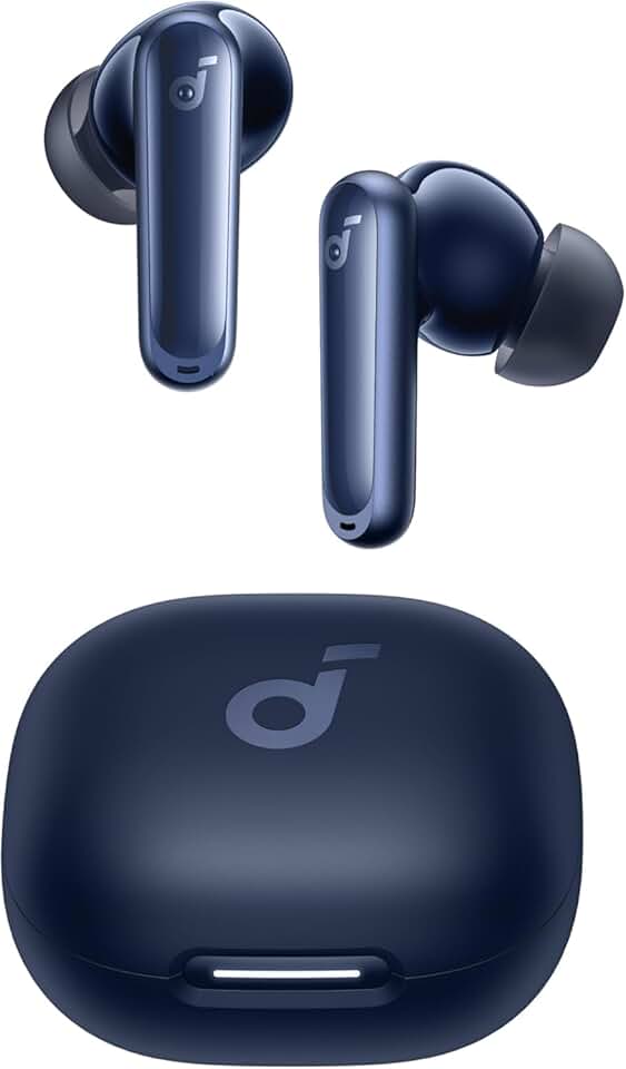 soundcore P40i da Anker, Fone de Ouvido Bluetooth 5.3, Cancelamento de Ruído Adaptativo, Graves Poderosos, Estojo com Suporte, 60H de Reprodução, Resistência à Água, IPX5, Carregamento Sem Fio, Azul