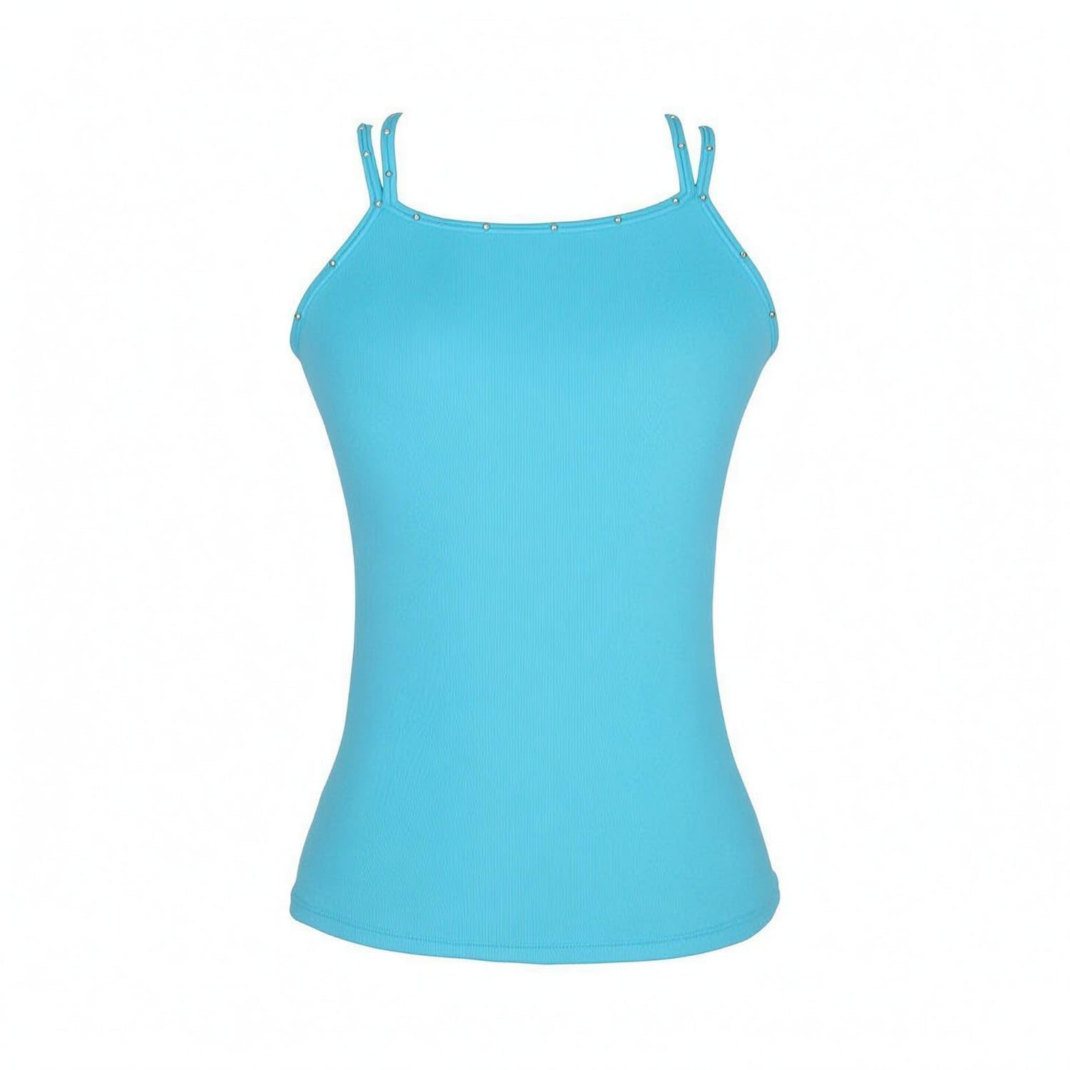 Fitted Skating Training Vest Thin Straps Figure Skating Vest Scooped Neckline Sleeveless Training Top Straight Hem, Sky Blue, Xl|Dresses|Sporting Goods-image-46
