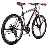 Eurobike Mountain Bikes X1 21 Speed Dual Disc Brake 27.5 Inches 3 Spoke Wheels Bicycle BlackRed