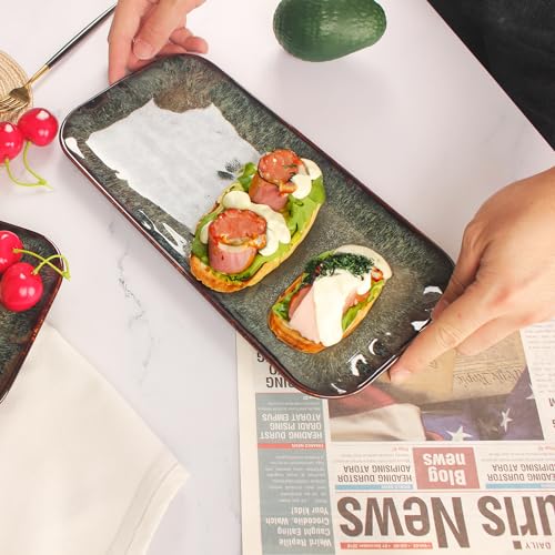 Ceramic-Serving-Dinner-Plate-Set-4-Piece-for-Main-Meals-Tacos-Lunches-Snack-Platters-Microwave-and-Dishwasher-Safe-Scratch-Resistant-Kitchen-Serving-Dinnerware-Black-124-Inch Ceramic Serving Dinner Plate Set 4 Piece for Main Meals Tacos Lunches Snack Platters Microwave and Dishwasher Safe Scratch Resistant Kitchen Serving Dinnerware Black 124 Inch