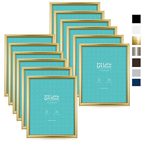LaVie Home 8x10 Picture Frames (12 Pack, Gold) Simple Designed Photo Frame with High Definition Glas - //coolthings.us