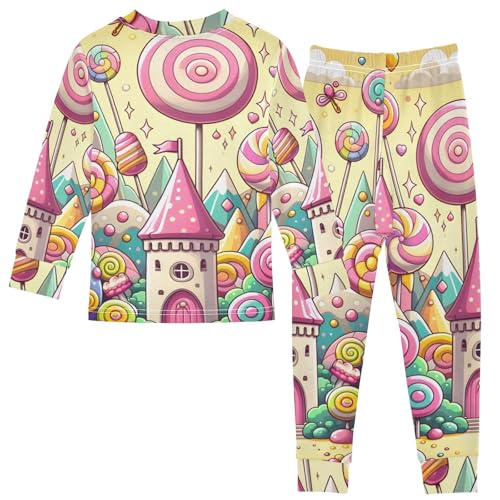 Sweet and Sweet Candy Lollipop Land Cotton Pajama Set, Long Sleeve Sleepwear Nightwear2