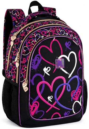 Julian Ross Zaino Scuola Elementare Bambina 43x33x20 cm – Multitasche – Schienale Ergonomico, Spallacci Imbottiti, Tasche Porta Borraccia, Grande Capacità e Design Brillante, Lovely Vibes