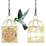 Fácil de Rellenar - Este pequeño comedero para pájaros de pinzón tiene una tapa redonda que se puede abrir que es muy útil para rellenar las bolas de tit, si el pájaro abre la tapa durante la alimentación, el pequeño anillo en la abertura puede ser conveniente para usted, la tapa para arreglar.