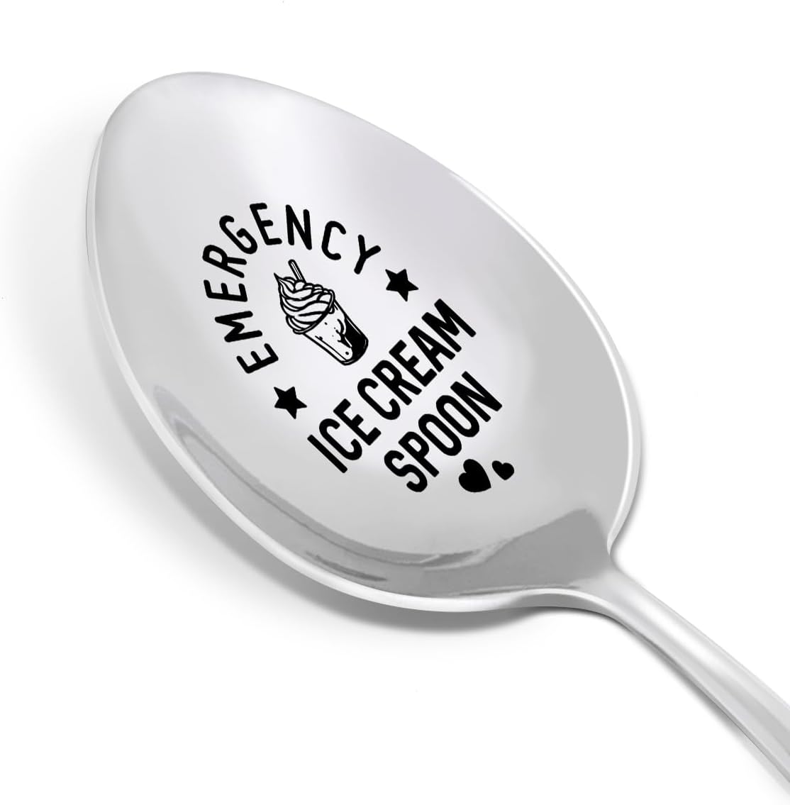 Ice Cream Lovers Spoon Gift for Women Men, Birthday Christmas Gift for Kids Mom Dad Grandma Grandpa, Emergency Ice Cream Spoon, Engraved Ice Cream Spoons Stainless Steel