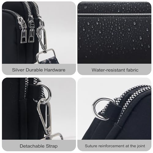 KJMYYXGS Crossbody Nylon Bags for Women Lightweight Cross Body Travel Bag with Adjustable Guitar Strap Multi Pocket Purse3