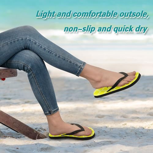 RunningBear Moroccan Tile Yellow Womens Flip Flops Sandals Non Slip Flip Flops for Beach Outdoor XXL3