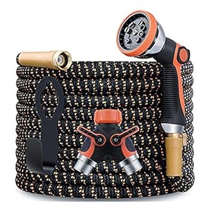 Tuinslang Uitschuifbare tuinslang flexibele uitgebreide waterslang mondstuk instelbare wateringspray patroon montage montage connector (Color : Orange, Diameter : EU Plug)