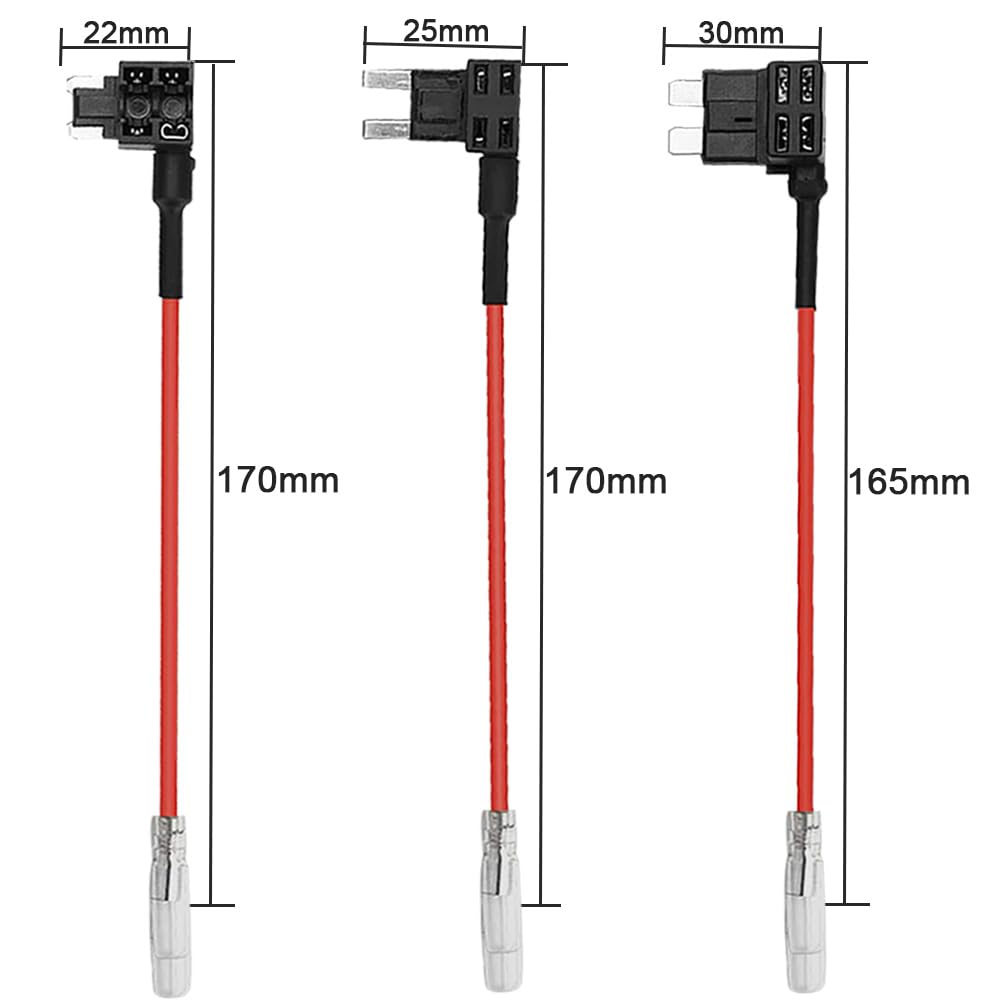 6 Sztuk 12V / 24V Zestaw Uchwyt Bezpiecznika, Kran Bezpiecznika Samochodowego z Przewodem 16 AWG, Bezpłatne 18 Sztuk Płaskich Bezpieczników i Ściągacz Bezpieczników (Terminal Tyłkowy)