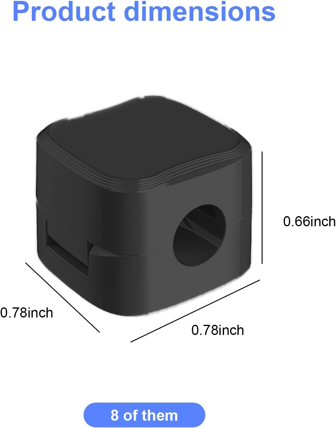 8 Pack Magnetic Cable Organizer Clips, Strong Adhesive Cable Management Holder for Desk, Nightstand, Car, Wall for USB/Charging Cables, Office Home Organization Accessories (Black)