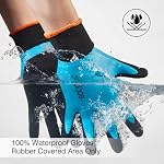 COOLJOB Gants de jardinage imperméables pour femmes & Les hommes, 2 Paires Gants de travail avec revêtement double latex, pour la construction, Mécanique, Usage général, Bleu, Moyen