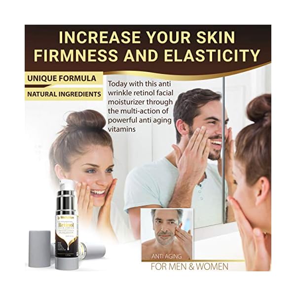 Wellution-Moisturizer-Cream-for-Face-Night-Anti-Wrinkle-Retinol-Cream-for-Women-Men-Results-in-4-Weeks-Facial-Cream-with-Hyaluronic-Acid-and-3-Retinol-Complex-for-Anti-Aging-Wrinkles-Acne Wellution Anti Aging Face Moisturizer - Collagen Cream Organic Complex – With Jojoba, Green Tea, Vitamin E, Aloe Vera & Hyaluronic Acid – Improves Fine Lines & Wrinkles – For Day & Night Usage (Moisturizer Cream)