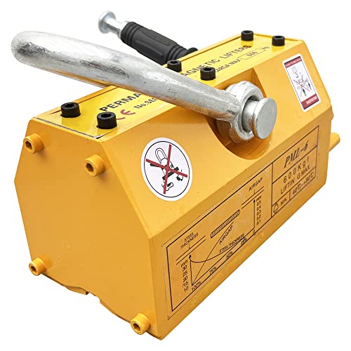 INTSUPERMAI Steel Magnetic Lifter Lifting Magnet with Release Heavy Duty Permanent Lift Magnets for Hoist Shop Crane Block Board 1320LB / 600KG