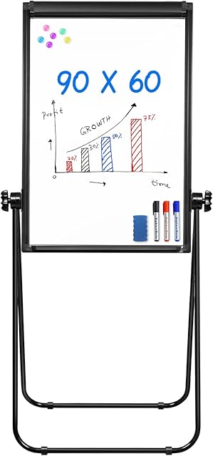 Stand White Board - 90x60cm Magnetic Dry Erase Board Flipchart Easel Whiteboard Double Sided Easel Board Portable Whiteboard